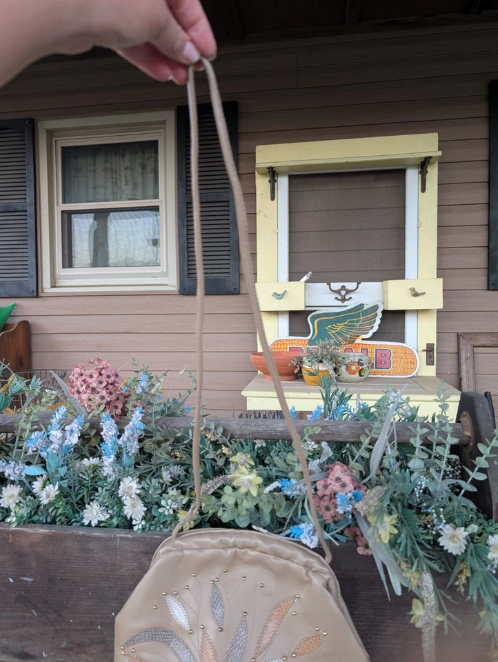 Cartera de hombro vintage bordada gris Cestino años 80 Foto 2 de 4