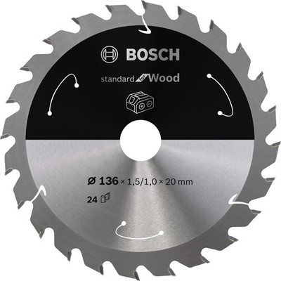 Bosch Kreissägeblatt für Akkusägen Standard for Wood 136x20x1.5/1.0 mm 24 Zähne