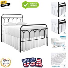 Ruffled Bed Skirt with Split Corners-Dust Ruffle - 16" Drop 100 Microfiber S...