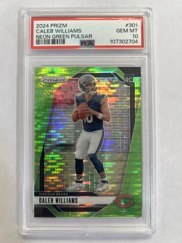 2024 Panini Prizm Caleb Williams #301 Neon Green Pulsar PSA 10 Gem Mint RC Bears