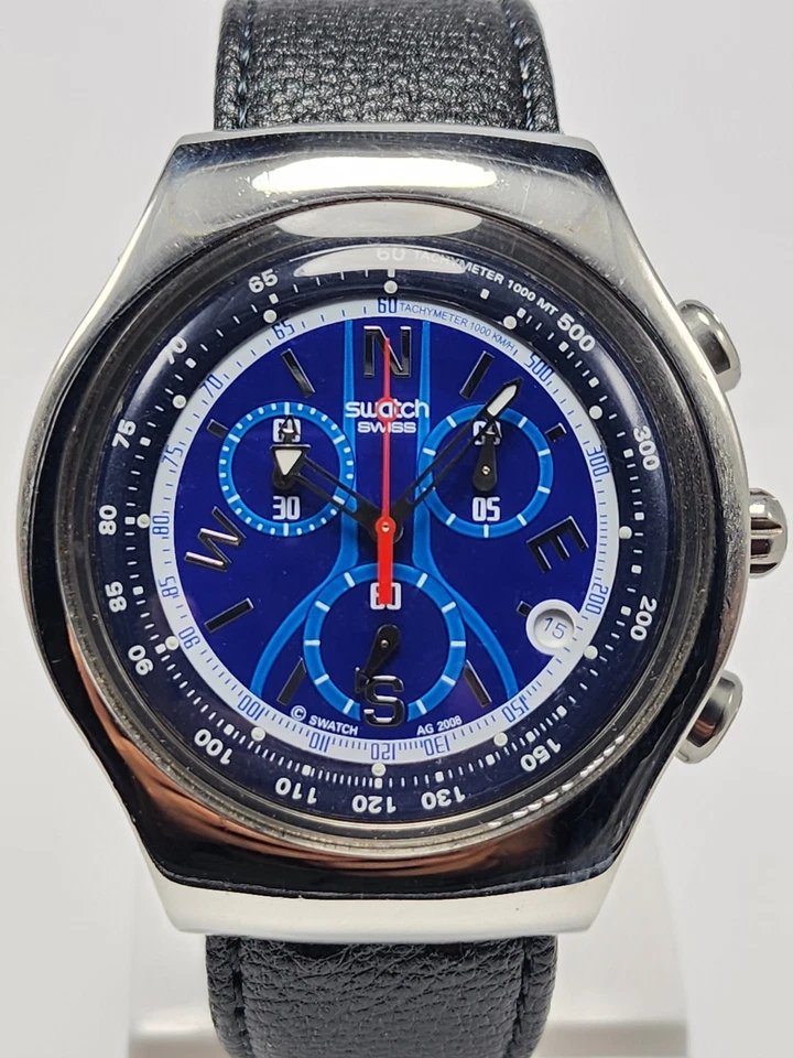 Reloj suizo raro Swatch Irony Sea Pride Turn Blue Chrono XL 47 MM Foto 4 de 4