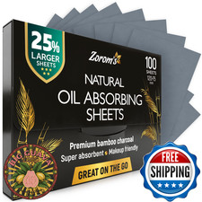 Natural Oil Blotting Sheets for Face with Bamboo Charcoal - 25 Larger - 1pk/100