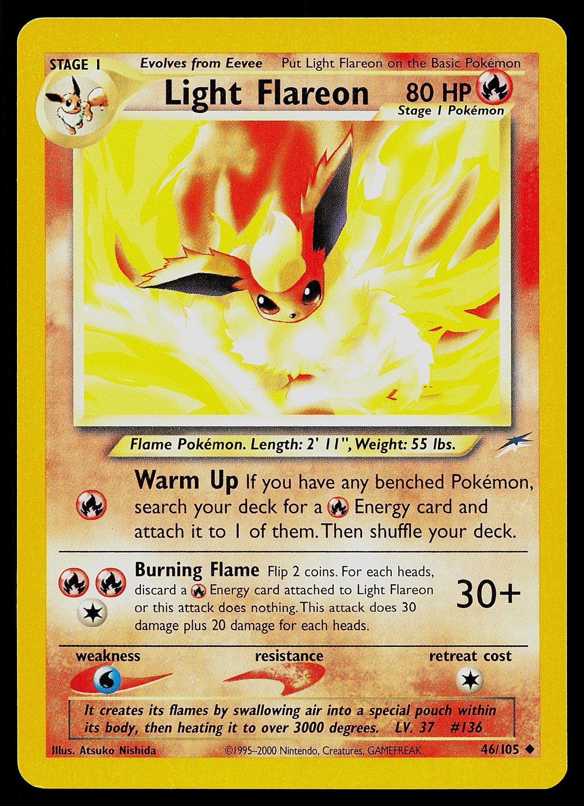 Pokemon Card - Light Flareon Neo Destiny 46/105 Uncommon