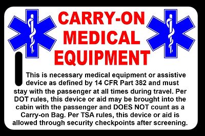 Personalized Carry-On Medical Equipment Luggage/Bag Tag