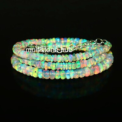 Natural Ethiopian Welo Fire Opal Rondelle Beads Gemstone Necklace 16 Inches