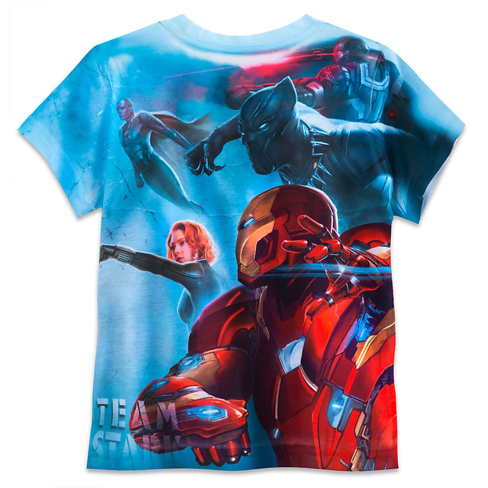 Disney Store Capitán América Iron Man Camisa Arte Suclimado Niños 5/6 7/8 10/12 14 Foto 2 de 2
