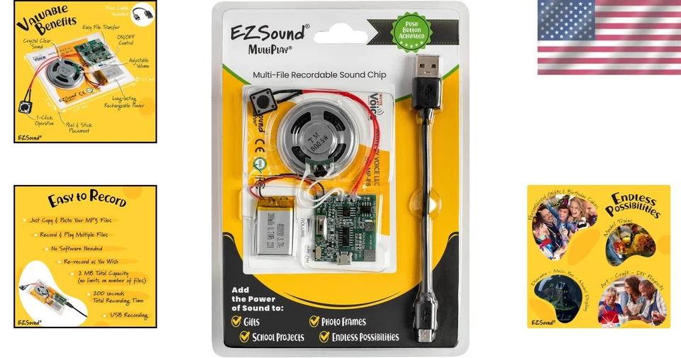 Chip de sonido grabable multijugador con control de botón pulsador para proyectos creativos Foto 2 de 4