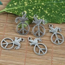 6pcs 29 17mm Antiqued Silver Peace Symbol Pendant Charm G1216