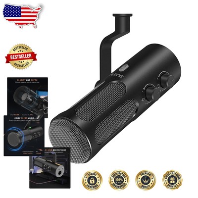 High-Fidelity XLR/USB Microphone with Volume Control & Noise Reduction - 9.84''