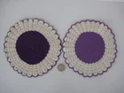 2 x VINTAGE RETRO HAND MADE PURPLE 7 inch DOILIES CRAFT CROCHET SEW