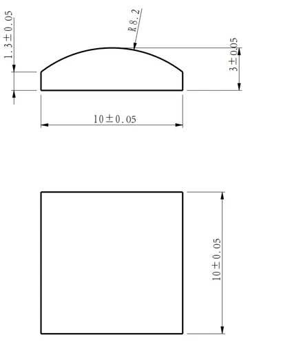 Plano konvexe Zylinderlinse 10*10 mm K9 optische Glasbrennweite 15,7 mm dick 3 mm - Bild 2 von 3