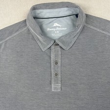 Tommy Bahama Polo Shirt Men's Large Gray Performance Short Sleeve Golf Marlin