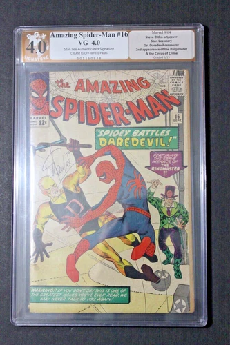 AMAZING SPIDER-MAN #16 PGX 4.0 SS SIGNED BY STAN LEE 1st DAREDEVIL CROSSOVER