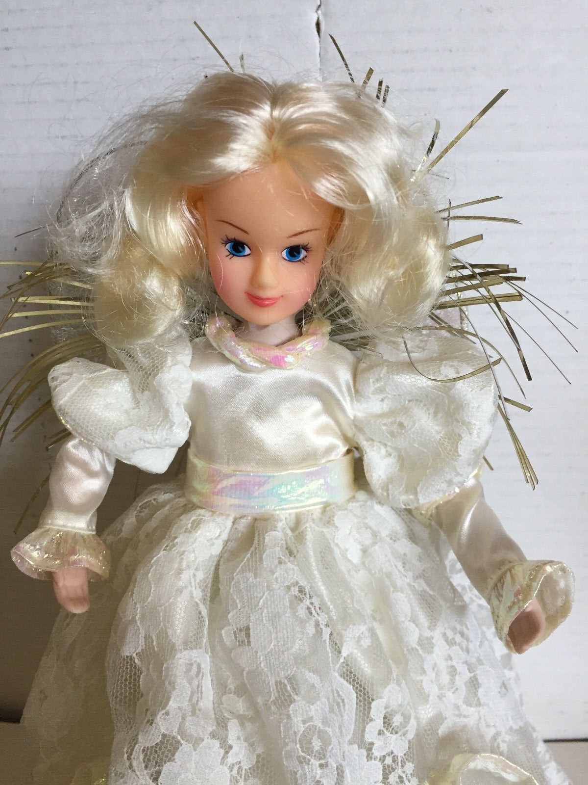 VTG Barbie Like Blonde Blue Eye Angel Christmas Tree Topper, Free