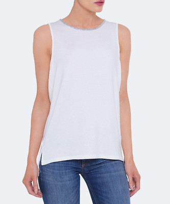 RAG & BONE WOMEN'S WHITE HEATHER GRAY SLEEVELESS OASIS TANK TOP Sz S