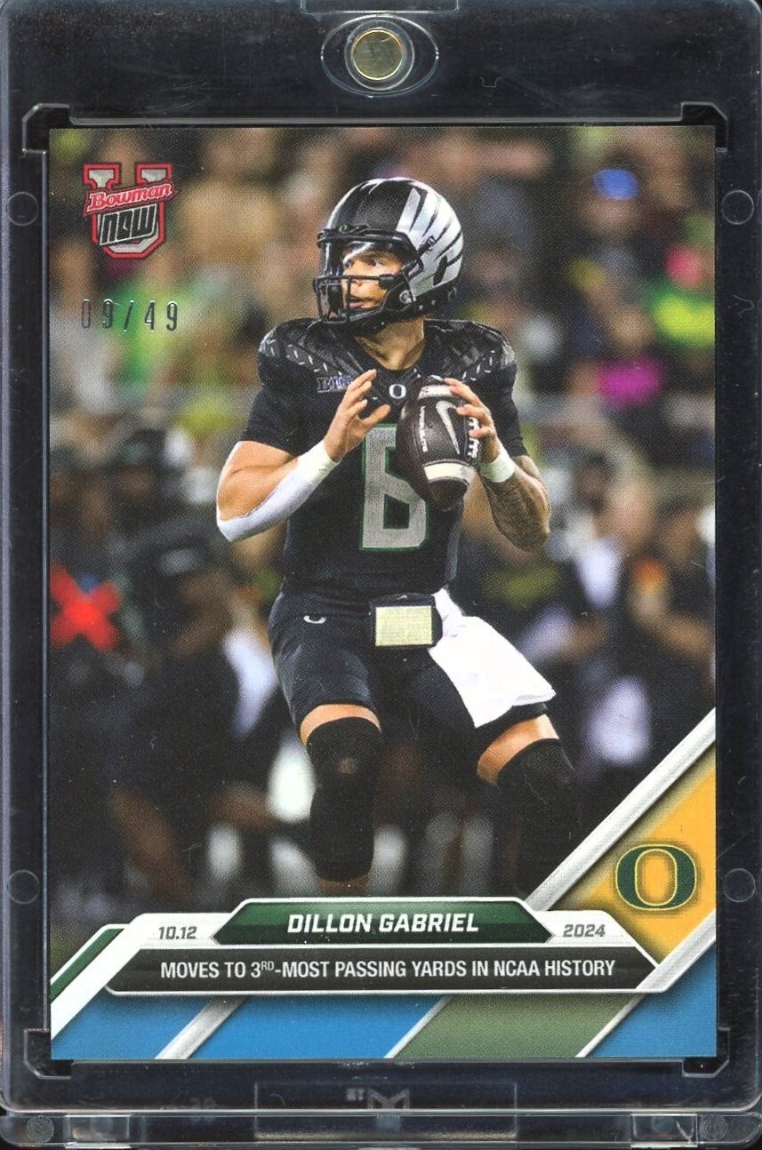 2024 Bowman U Now #29 Oregon Ducks ~ ROOKIE BLUE 09/49 ~ Dillon Gabriel