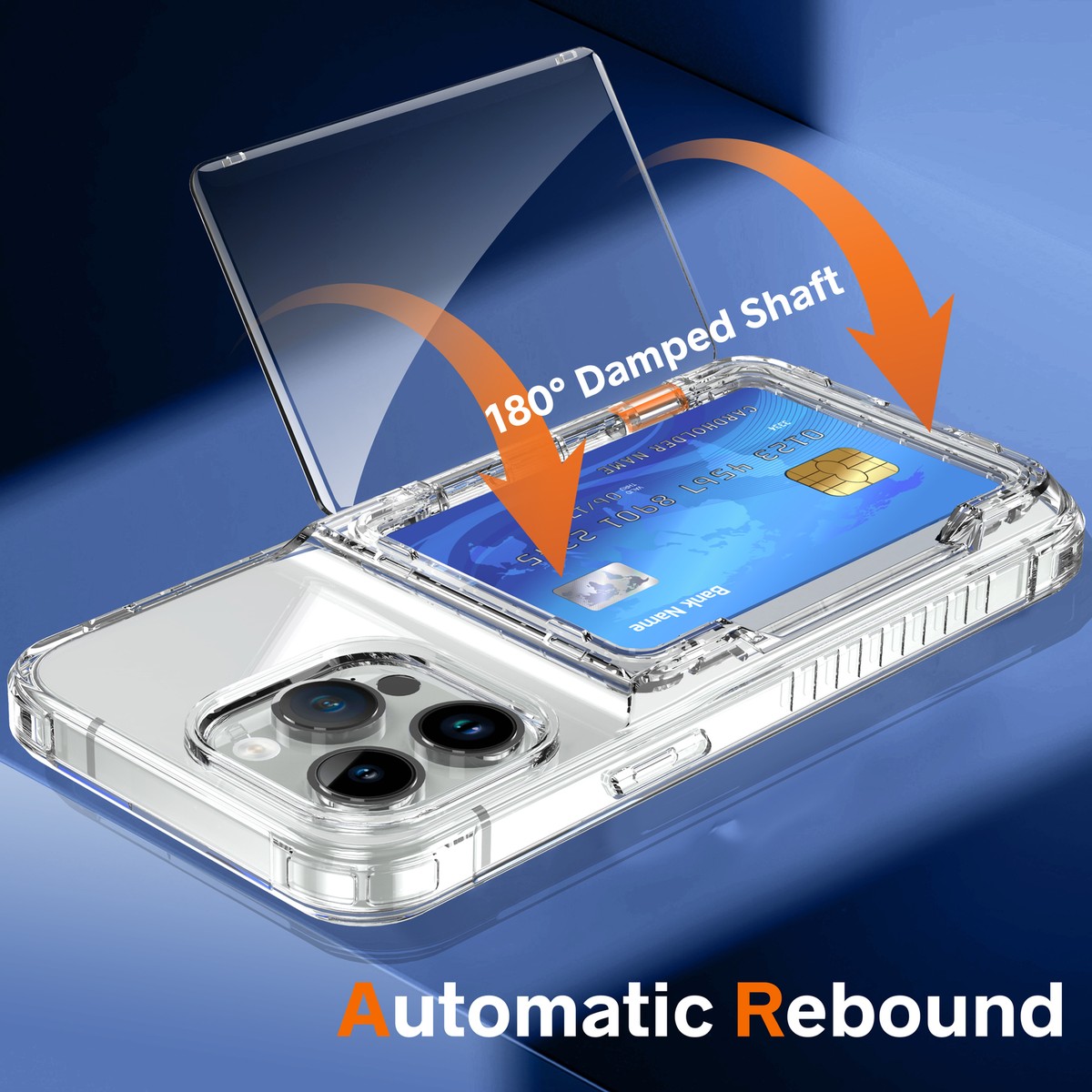For iPhone 15 Pro Max 14 13 12 11 Shockproof Clear Wallet Card