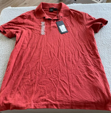 Hugo Boss Mens Large Firenze Polo Red Short Sleeve Shirt Regular Fit Pima Cotton
