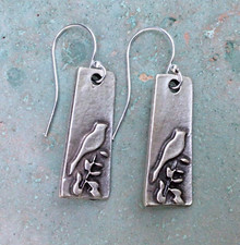 Artisan Sterling Silver Sundance Charm Earrings Handcrafted bird on branch