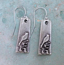 Artisan Sterling Silver Sundance Charm Earrings Handcrafted bird on branch