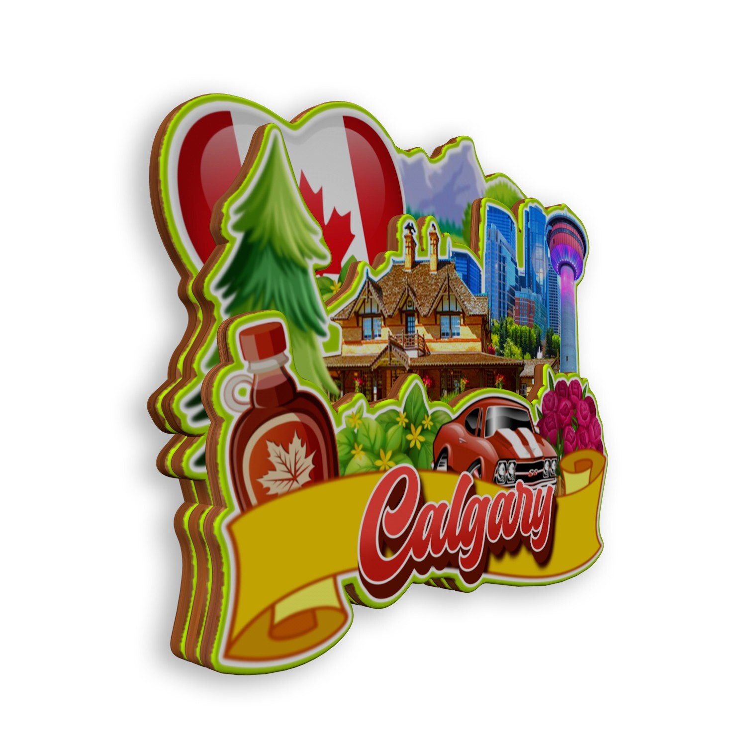Calgary Canada Refrigerator 3D travel souvenirs wood craft gifts