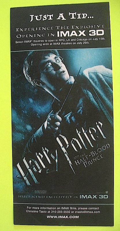 HARRY POTTER AND THE HALF-BLOOD PRINCE Media Screening Ticket Invite IMAX 2009