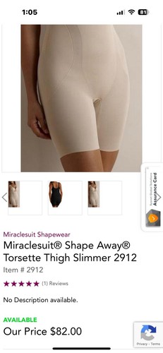 Miraclesuit Extra Firm Tummy-Control Shape Away Torsette Thigh Slimmer 2912 XL - Picture 2 of 10