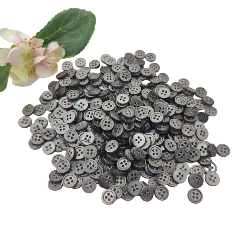 10x Knöpfe rund Perlmutt 10mm anthrazit schwarz Muscheln Kinderknöpfe Knopf Kind - Bild 3 von 4