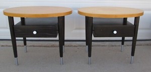 Mengel Furniture Side Tables Nightstands End Tables Vintage Pair Raymond Loewy