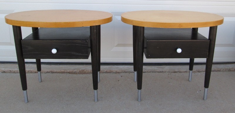 Mengel Furniture Side Tables Nightstands End Tables Vintage Pair Raymond Loewy