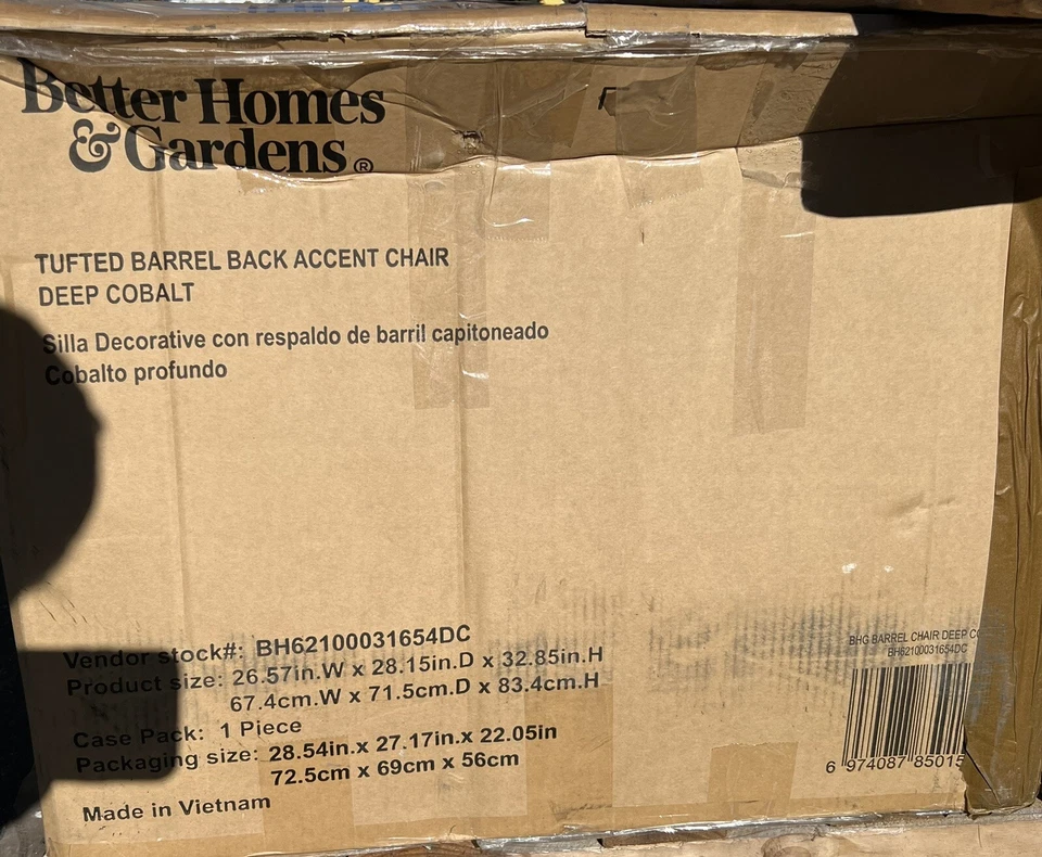 NEW TUFTED BARREL BACK ACCENT CHAIR DEEP COBALT ROYAL BLUE BH62100031654DC - Image 3 of 4