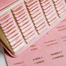 Leather Bible Tabs,for Women and Men,for Study Bible,80 Bible Index Tabs (Pink)
