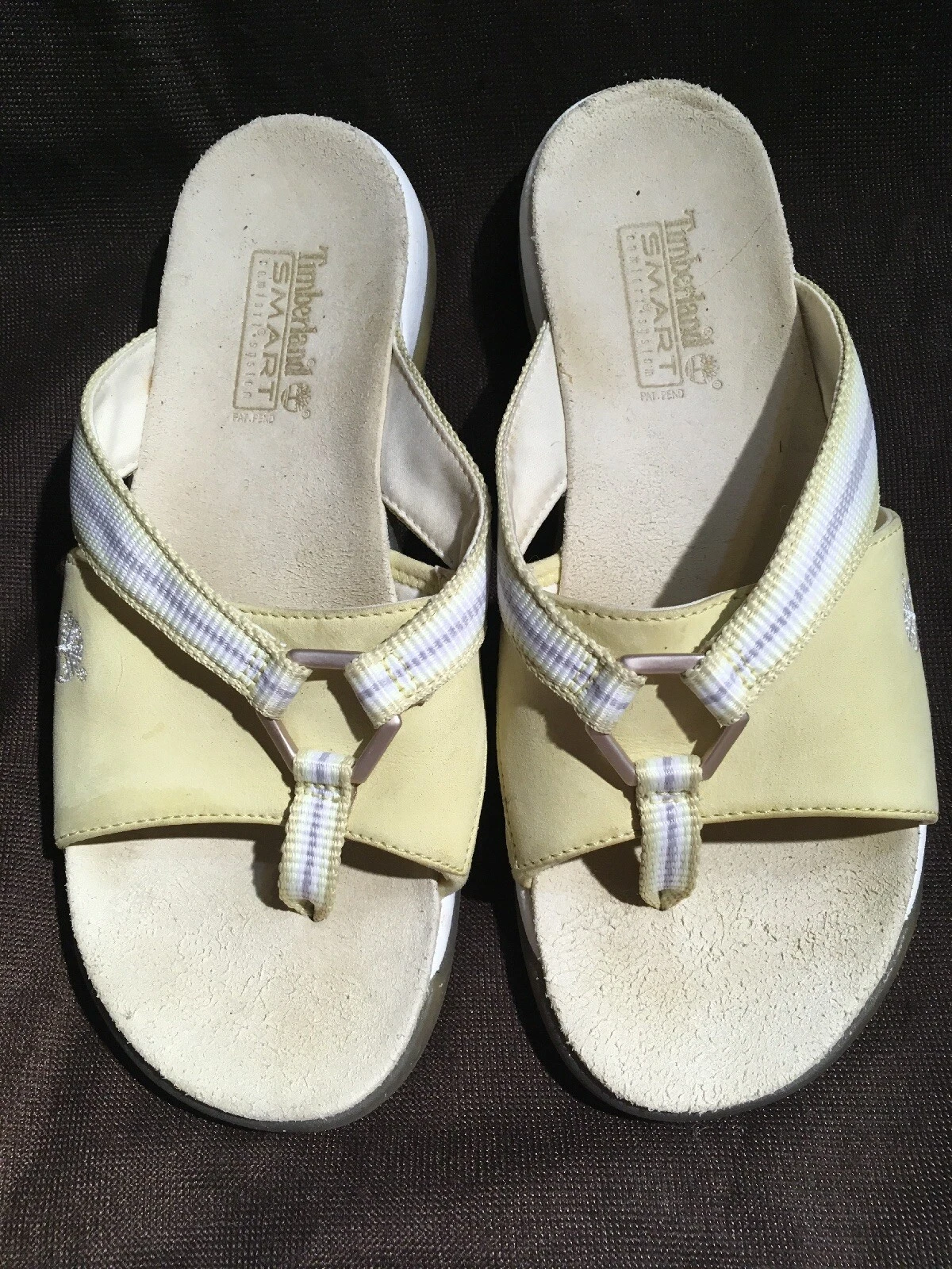 Sandali donna Timberland in pelle gialla con tanga taglia 7