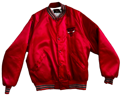 Vintage Satin Chicago Bulls Red Varsity Jacket XL Dunbrooke Pla 