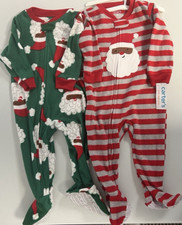 Boys Size 12M Carter's 2-Pack One-Piece Footed Pajamas Christmas Soft Cozy