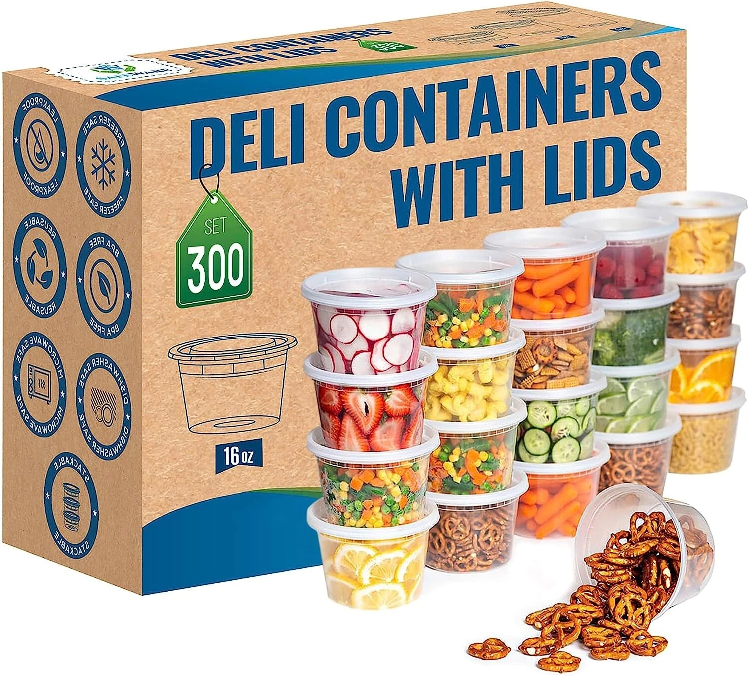 16oz [240 Sets] Deli/Soup Plastic Food Storage Containers with Airtight Lids
Opens in a new window o