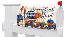 Fall Thanksgiving Pumpkins Candles Give Thanks Lord Magnetic Mailbox Cover Only