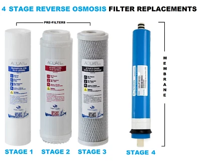 VONTRON MEMBRANE Aquati 4 Stage Reverse Osmosis RO Complete Pre Filters Replacement with Membrane