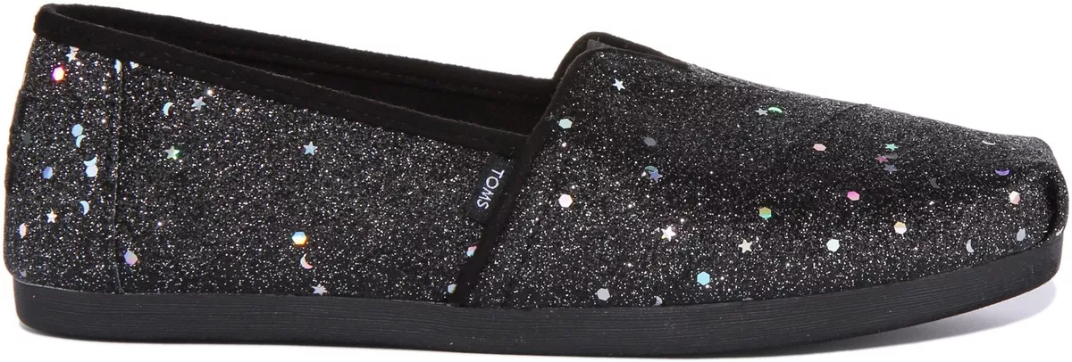 Toms Women's Shoes - Alpargata Glitter - Black Cosmic - Surf and Dirt