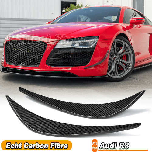 Adatto per Audi R8 2007-2015 Carbon Splitters Flaps Pinne Anteriori Spoiler Canards - Foto 1 di 11