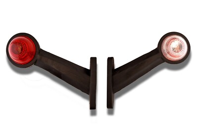 2x VORNE HINTEN STIEL MARKIERUNGSLEUCHTEN ROT WEISS 45 GRAD KURZE GUMMIKAROSSERIE LKW LKW