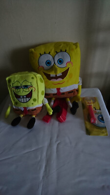 Vintage Nickelodeon Spongebob Schwammkopf Plüsch Rucksack & kleinerer Plüsch & Pez Spender