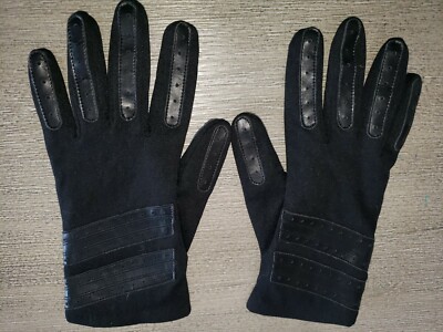 womens BLACK WINTER DRIVING GLOVES lined ONE SIZE FITS MOST stretch NICE!