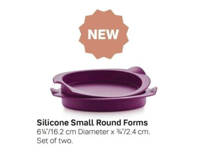 Tupperware Silicone Small Round Cake Baking Form Set of 2 Purple New