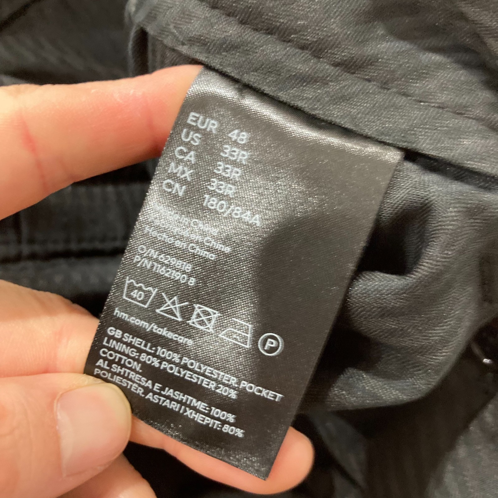 H&M Pants Mens Size 33 Black Velour Straight Regular Pockets 15527 thumbnail 9