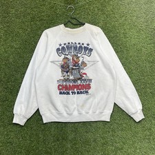 Vintage Dallas Cowboys Sweatshirt Mens Large Football White NFL Looney Tunes 90s