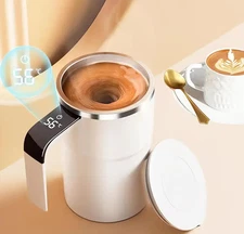 Automatic Self-Stirring Mug, Temp Display, USB Rechargeable, Coffee/Protein Cup