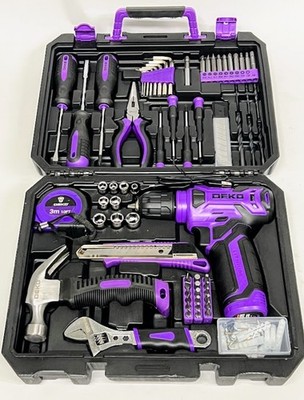 DEKO 126 Pcs 8V Cordless Drill Tool Kit Set Purple