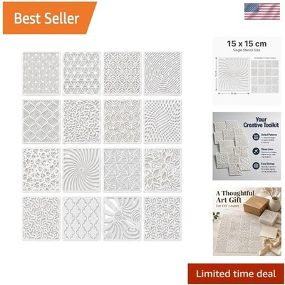 16 Pcs Geometric Stencils Reusable Abstract Layering Templates for Painting
