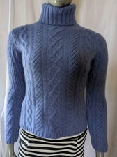 L Pure Cashmere 100 Cashmere Purple Cable Knit Turtleneck Sweater Very Thick S